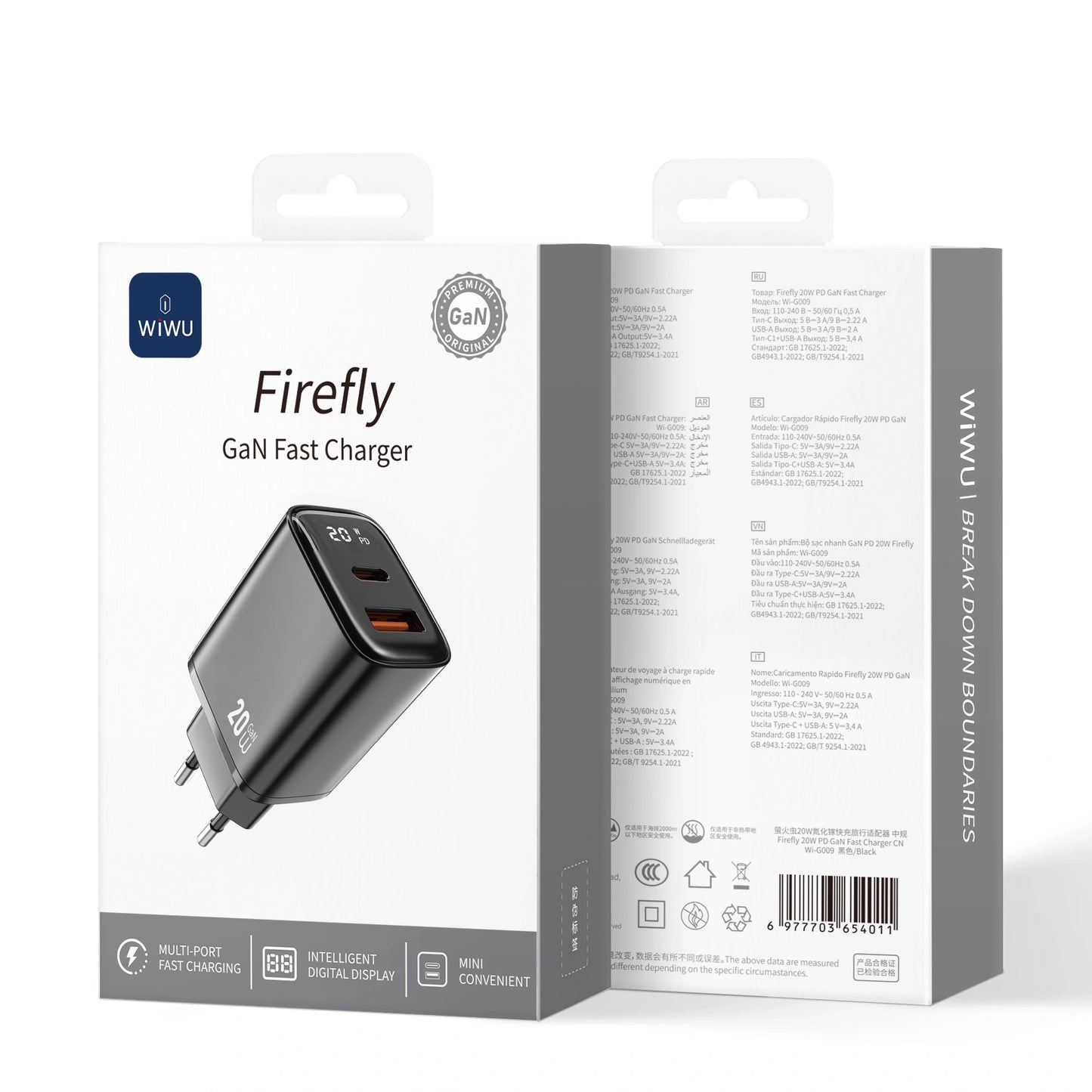 WiWU Firefly 20W PD GaN Fast Charger Wi-G009 A+C Wall Charger