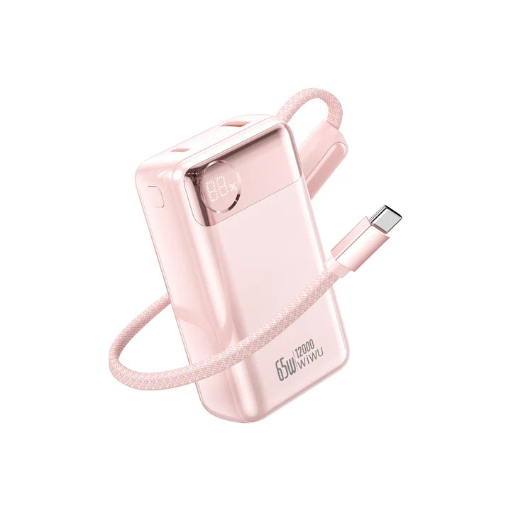 WiWU Power Plus 65W Built-in Cable Power Bank T132