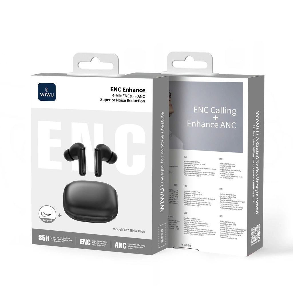 WiWU T37  ANC + ENC Plus Bluetooth Noise Cancellation Earbuds