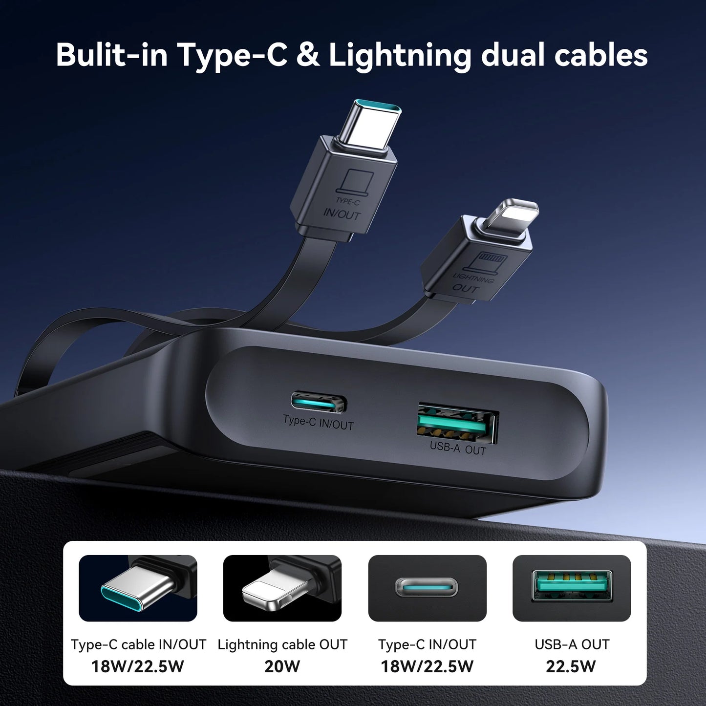 Joyroom JR-PBF19 22.5W  with dual cable 10000mAh