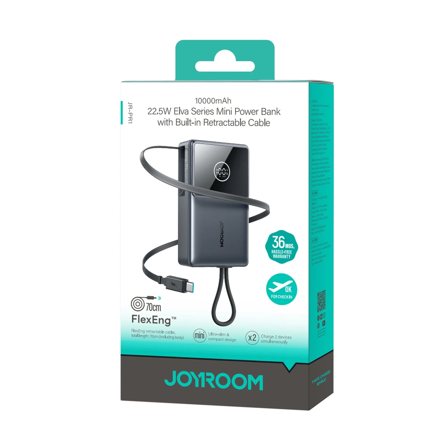 Joyroom JR-PR1 22.5W Built-in Cable Powerbank 10000mAh