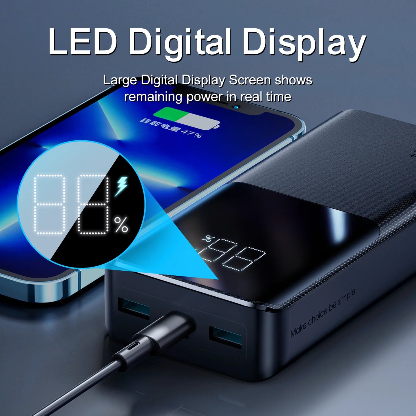 JR-QP192 20000mah 22.5W fast charging powerbank with LCD display