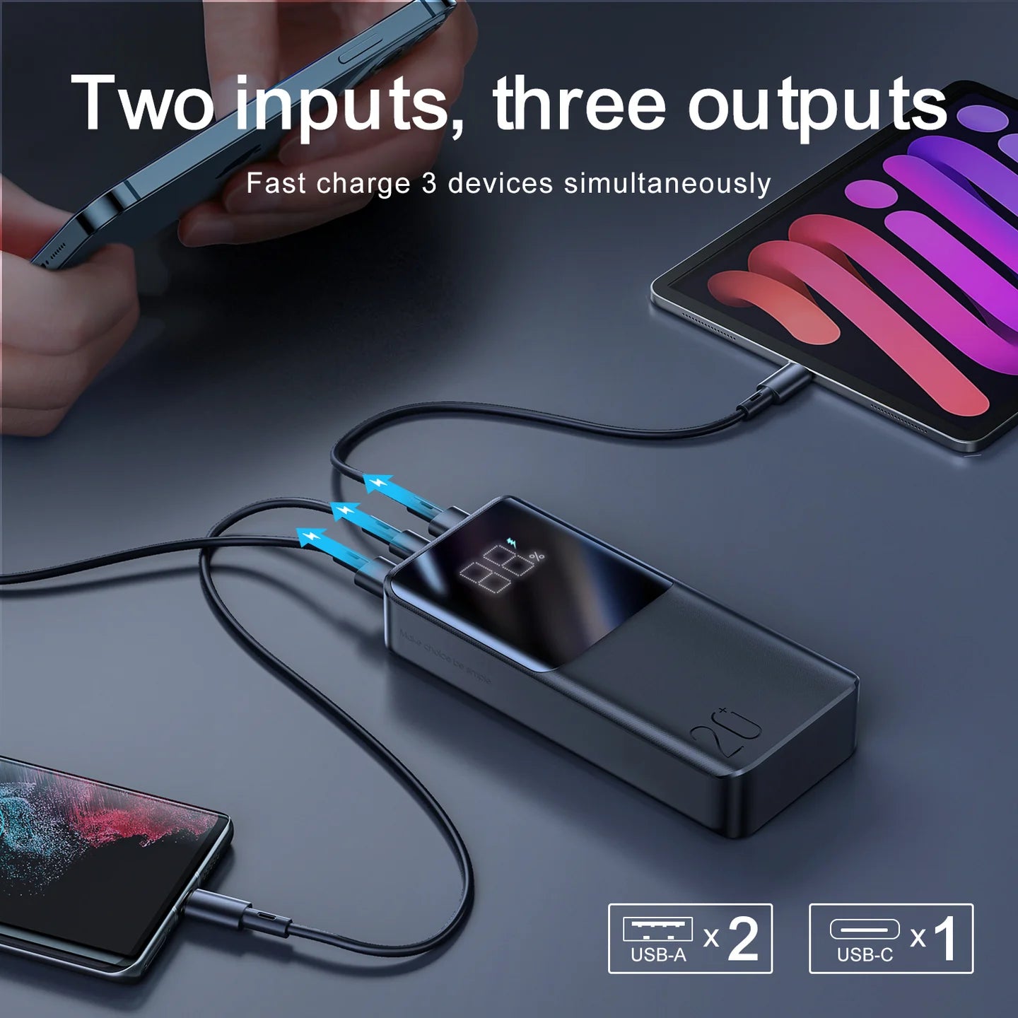 JR-QP192 20000mah 22.5W fast charging powerbank with LCD display