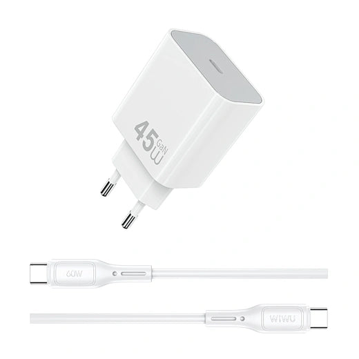 WiWU 45 Essen GaN Fast Charger with C-C cable Wi-G024 C-C